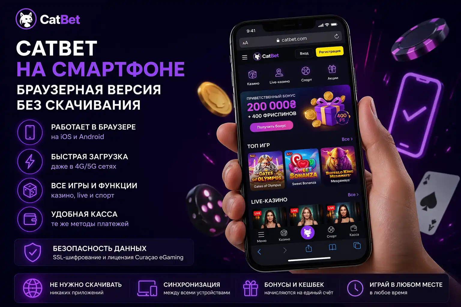 CatBet на смартфоне
